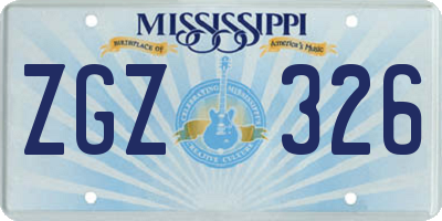 MS license plate ZGZ326