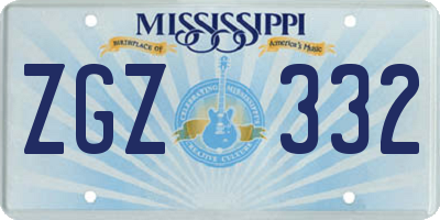 MS license plate ZGZ332