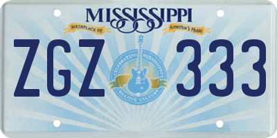 MS license plate ZGZ333