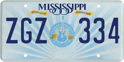 MS license plate ZGZ334