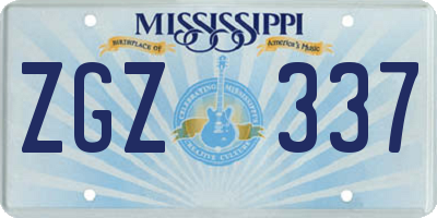 MS license plate ZGZ337