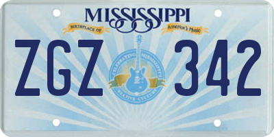 MS license plate ZGZ342