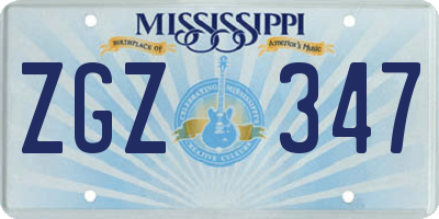 MS license plate ZGZ347