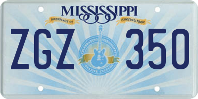 MS license plate ZGZ350