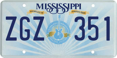 MS license plate ZGZ351