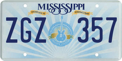 MS license plate ZGZ357