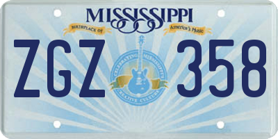 MS license plate ZGZ358