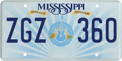 MS license plate ZGZ360