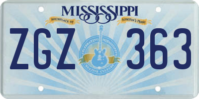 MS license plate ZGZ363