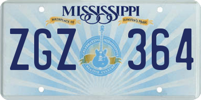 MS license plate ZGZ364