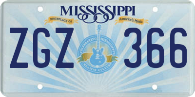 MS license plate ZGZ366