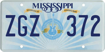 MS license plate ZGZ372