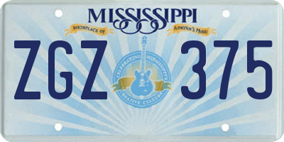 MS license plate ZGZ375