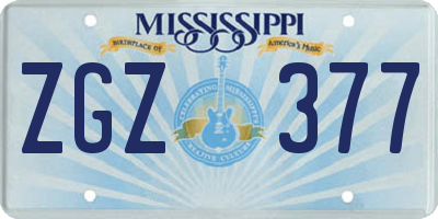 MS license plate ZGZ377