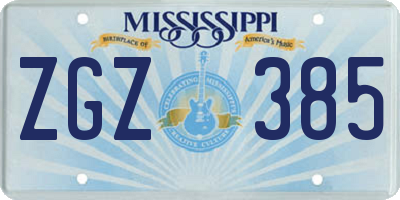 MS license plate ZGZ385