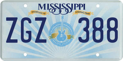 MS license plate ZGZ388