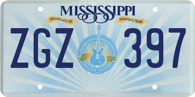 MS license plate ZGZ397