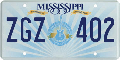 MS license plate ZGZ402