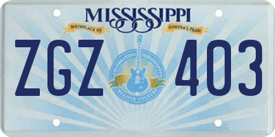 MS license plate ZGZ403