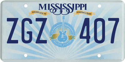 MS license plate ZGZ407