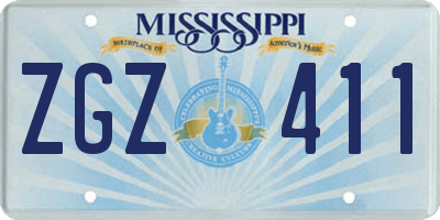 MS license plate ZGZ411