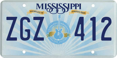 MS license plate ZGZ412