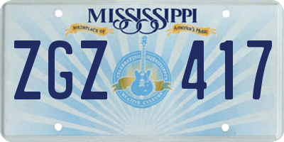 MS license plate ZGZ417