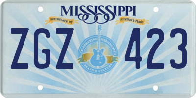 MS license plate ZGZ423