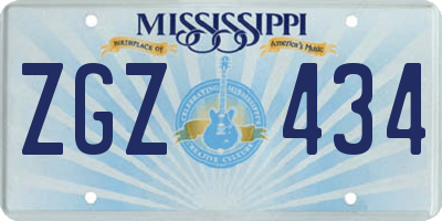 MS license plate ZGZ434