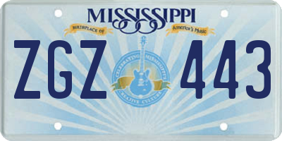 MS license plate ZGZ443