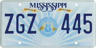 MS license plate ZGZ445