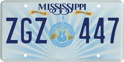 MS license plate ZGZ447