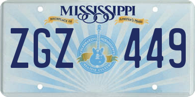 MS license plate ZGZ449