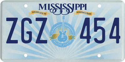 MS license plate ZGZ454