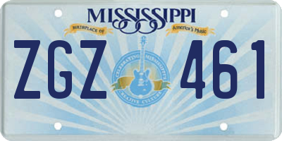 MS license plate ZGZ461