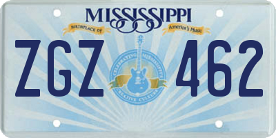 MS license plate ZGZ462