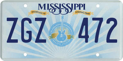 MS license plate ZGZ472