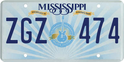 MS license plate ZGZ474