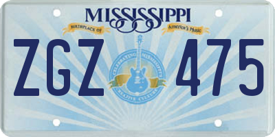 MS license plate ZGZ475