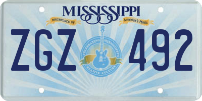 MS license plate ZGZ492