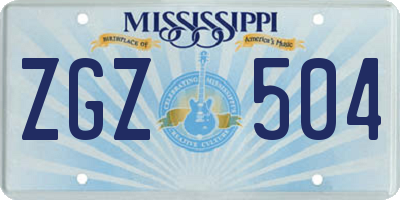 MS license plate ZGZ504