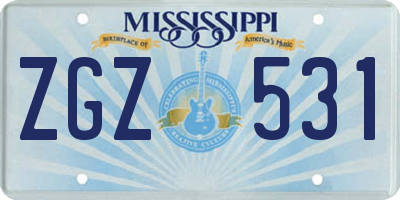 MS license plate ZGZ531