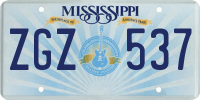 MS license plate ZGZ537