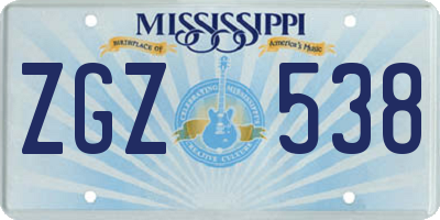 MS license plate ZGZ538