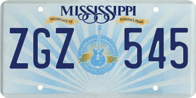 MS license plate ZGZ545