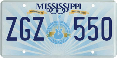 MS license plate ZGZ550