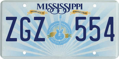 MS license plate ZGZ554