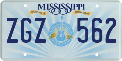 MS license plate ZGZ562