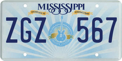 MS license plate ZGZ567