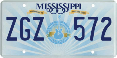 MS license plate ZGZ572